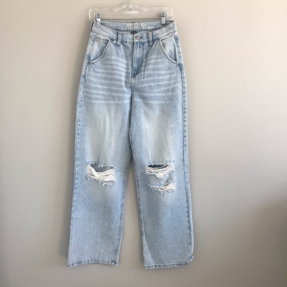 REWASH High Rise Distressed Girlfriend Jeans